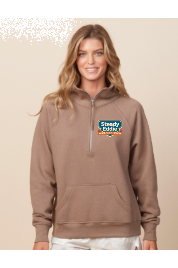 Enza Enza Ladies Boxy 1/2 Zip Fleece in Brown Sugar — 31179